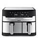 Tefal Dual Easy Fry & Grill 8.3L stainless steel dual-drawer hot air fryer. 