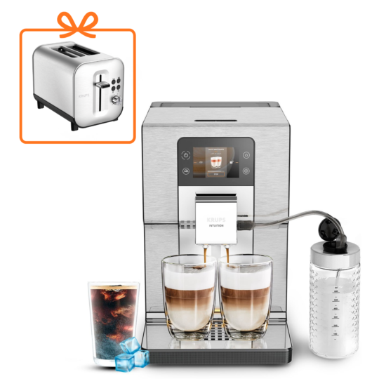 Intuition Experience +, Bean-To-Cup Coffee Machine, Quiet Coffee Machine, 20 Drinks, Brushed Stainless Steel + FREE Toaster