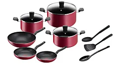  Super Cook 12 pc set, Non-Stick, Thermo-Signal, Red, 2 Years Warranty, B460SC84