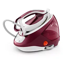 Tefal Pro Express Protect high-pressure steam generator iron in burgundy and white.