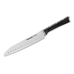 TEFAL سكين سانتوكو Ice Force | 18 سم | سكين مطبخ | شفرة فولاذ ألماني مقاوم للصدأ | أداء حاد وطويل الأمد | قابلة للغسل في غسالة الأطباق | فضي / أسود | ضمان لمدة سنتين | K2320614
