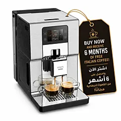KRUPS Intuition Experience +, Bean-to-Cup Coffee Machine, Quietest KRUPS Machine, 20+ Hot & Cold Drinks, Color Touch Screen, Brushed Stainless Steel, EA877DM0 + Free Italian Coffee for 6 Months