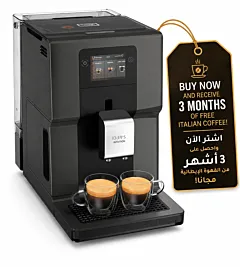 كروبس إنتويشن بريفرنس، ماكينة قهوة أوتوماتيكية بالكامل، شاشة لمس ملونة 3.5 بوصة، مؤشرات ضوئية ملونة، تقنية كواترو فورس، أسود، EA872BM0 + قهوة إيطالية مجانًا لمدة 6 أشهر