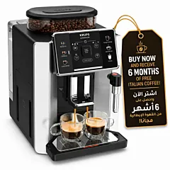 KRUPS Sensation, Full Automatic Coffee Machine, 4 Recipes, 15 Bar, Barista Inside Technology, Lighting Alerts, Easy Cleaning, Silver, EA910EM0 + Free Italian Coffee for 3 Months