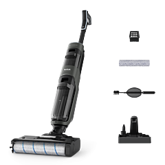 Tefal X-Clean 4 cordless wet & dry vacuum mop and its accompanying accessories. 
