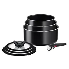 Tefal Ingenio Easy On 7-Piece Cookware Set features a space-saving stackable design with a removable handle