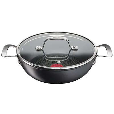 TEFAL قدر طبخ ضحل | G6 UNLIMITED قدر ضحل 26 سم مع غطاء زجاجي | غير لاصق مع مؤشر Thermo-Signal | ألومنيوم | أسود | صنع في فرنسا | ضمان لمدة سنتين | G2557102