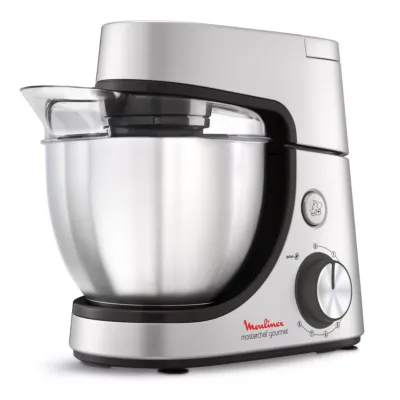 آلة المطبخ Moulinex QA513D27 Masterchef Gourmet، بقدرة 1100 واط، مع مجموعة أدوات الحلويات، خلاط، مبشرة، فرامة لحم، ومفرمة صغيرة.