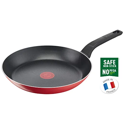 TEFAL مقلاة 24 سم | تنظيف سهل | ألومنيوم | طلاء غير لاصق | مؤشر حرارة Thermo Signal | قاعدة توزيع الحرارة | أواني طهي آمنة وصحية | صنع في فرنسا | أحمر | ضمان لمدة سنتين | B5720453