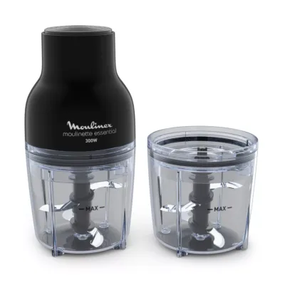 قطاعة الطعام الكهربائية مولينيت إيسنشيال من مولينيكس، 3 في 1، فرم، تقطيع، خلط، عدد 2 وعاء سعة 400ml مع شفرات ستانلس ستيل، DJ520827