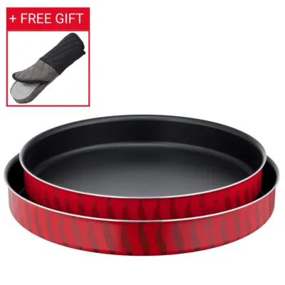 لي سبيسيالست من تيفال، مجموعة من قطعتين، صواني كبّة، 34/38cm، طبقة مقاومة للالتصاق، ألومنيوم، توزيع للحرارة، سهولة التنظيف، لون أحمر بوجاتي، صناعة فرنسية، J5716883