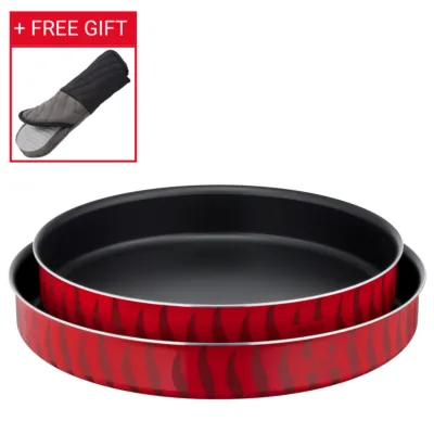 لي سبيسيالست من تيفال، مجموعة من قطعتين، صواني كبّة، 30/34cm، طبقة مقاومة للالتصاق، ألومنيوم، توزيع للحرارة، سهولة التنظيف، لون أحمر بوجاتي، صناعة فرنسية، J5716783