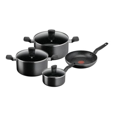 طقم دارك ستون 7 قطع، أواني طهي مقاومة للالتصاق، طلاء آمن، مؤشر حرارة، مقابض مريحة، غطاء زجاجي، مواقد الغاز والكهرباء والسيراميك، B491S785