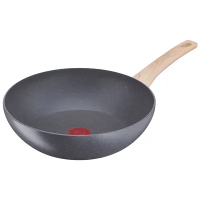 TEFAL مقلاة ووك | Natural Force 28 سم | سهل التنظيف | طلاء Mineralia+ غير لاصق | معادن طبيعية | مؤشر Thermo-signal | طهي صحي | Stir Fries | آمن | صنع في فرنسا | ضمان لمدة سنتين | G2661932