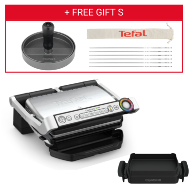  OPTIGRILL+ | 6 Automatic Programs + Manual Mode |GC715D28 + Burger press & Skewers