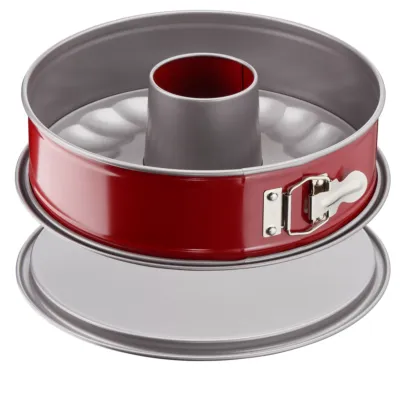 TEFAL Baking Mold | Delibake Savarin Mould with Hinge 27cm | Red | High-Quality Carbon Steel Bakeware | Easy to Clean | 2 Years Warranty | J1642814