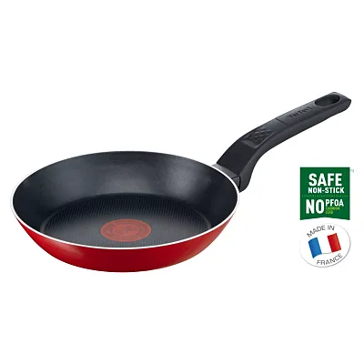 TEFAL Frypan 20 cm | Easy Clean | Aluminium | Non stick coating | Thermo signal heat indicator | Diffusion base | Healthy safe cookware | Made in France | Red | 2 Years Warranty | B5720253