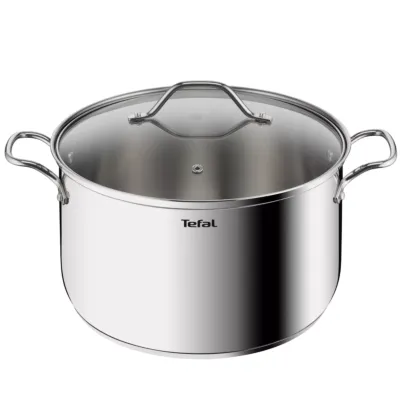 TEFAL قدر Intuition XL | 28 سم | الفولاذ المقاوم للصدأ 18/10 عالي الجودة | حجم XL | مقابض قوية | غطاء زجاجي | طنجرة للطهي بالحث | ضمان لمدة سنتين | B8646404