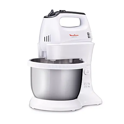 Moulinex HM312, Hand mixer with standbowl, egg-white whipping, dough kneading, Quickmix