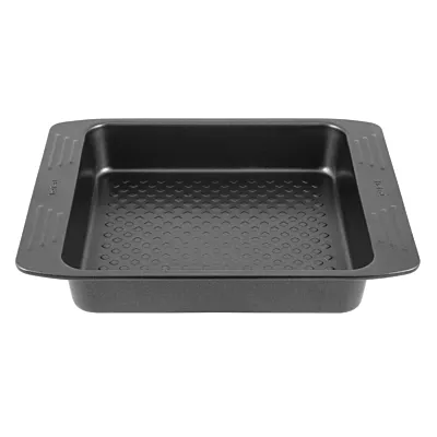 TEFAL Baking Tray | Easy Grip Square Cake 21 x 21cm | Carbon Steel | Easy Handling | Large Handles | Non-Stick Coating | Easy Release | Easy Cleaning | Dark Grey | 2 Years Warranty | J1625245