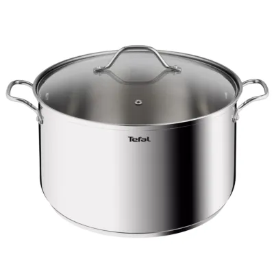 TEFAL قدر Intuition XL | 32 سم | الفولاذ المقاوم للصدأ 18/10 عالي الجودة | حجم XL | مقابض قوية | غطاء زجاجي | طنجرة للطهي بالحث | ضمان لمدة سنتين | B8647404