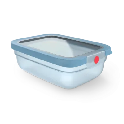 Tefal oneClick Food Storage Container 1.2 L | Rectangular | One-Click Locking Lid | Leak-Proof | Microwave, Freezer & Dishwasher-Safe | Made in Germany | Blue | N1210710