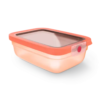 Tefal oneClick Food Storage Container 1.2 L | Rectangular | One-Click Locking Lid | Leak-Proof | Microwave, Freezer & Dishwasher-Safe | Made in Germany | Orange | N1210810