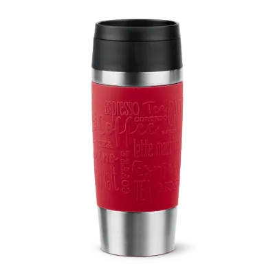 Tefal Travel Mug Classic 0.36 L | Quick Press Lid | 360° Drinking | Leak-Proof | Hot 4 h, Cold 8 h | Soft-Touch Sleeve | Dishwasher-Safe | Dark Red | N2020410