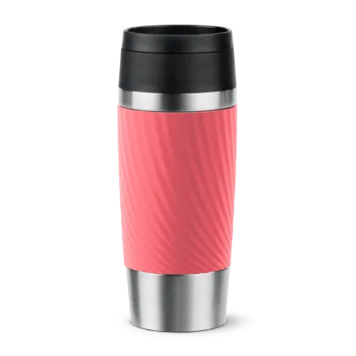 Tefal Travel Mug Classic Twist 0.36 L | Quick Press Lid | 360° Drinking | Leak-Proof | Hot 4 h, Cold 8 h | Soft-Touch Sleeve | Dishwasher-Safe | Pink | N2024410