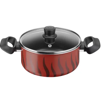قدر طبخ, Tempo Flame 20 سم كاسرول غير لاصق مع غطاء, أحمر, ألومنيوم, ضمان لمدة سنتين, C3044485