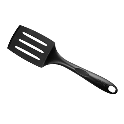 TEFAL Bienvenue Angle Slotted Spatula | Kitcken Tool | High-Heat Resistance | Scratch-Free for Cookware | Dishwasher-Safe | Black | Plastic | Made in France | 2 Years Warranty | 2743712