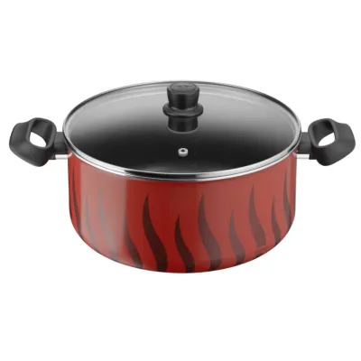 قدر طهي, Tempo Flame 28 سم طاجن غير لاصق بغطاء, أحمر, ألمنيوم, ضمان لمدة سنتين, C3045385