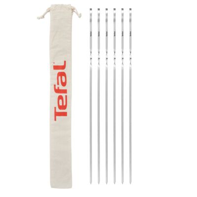 Stainless Steel Skewers, 6-Piece Set, Extra-Long, Storage Pouch, Dishwasher-Safe, K185S734