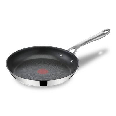 Jamie Oliver by Tefal Cook's Direct Stainless Steel Frypan 24cm | Long-Lasting Non-Stick Coating | Precision Cooking Heat Indicator | Riveted Safe-Grip Handle | Suitable for All Hobs Including Induction | E3040444