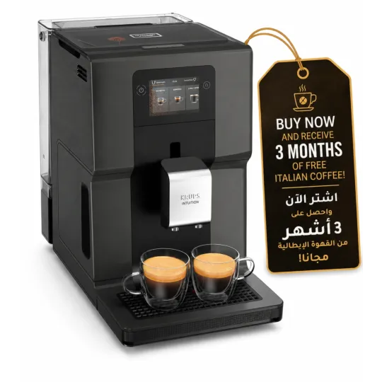 KRUPS Intuition Preference, Bean-to-Cup Coffee Machine, 3.5" Color Touchscreen, Intuitive Color Light Indicators, Quattro Force Technology, Black, EA872BM0 + Free Italian Coffee for 6 Months