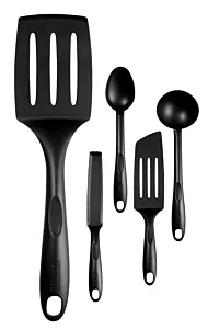 TEFAL Utensils | Bienvenue 5 pcs set | Spoon, Ladle, Angle Spatula, Pancake Spatula, Long Spatula | Heat Resistance | Non-scratching | Dishwasher-Safe |Made in France | 2 Years Warranty | K001A504 