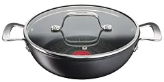 TEFAL قدر طبخ ضحل | G6 UNLIMITED قدر ضحل 26 سم مع غطاء زجاجي | غير لاصق مع مؤشر Thermo-Signal | ألومنيوم | أسود | صنع في فرنسا | ضمان لمدة سنتين | G2557102