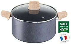 TEFAL قدر طبخ | Natural Force 24 سم | سهل التنظيف | طلاء Mineralia+ غير لاصق | معادن طبيعية | مؤشر Thermo-signal | طهي صحي | آمن | صنع في فرنسا | ضمان لمدة سنتين | G2664683