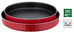 Tefal Les Sp&eacute;cialistes, 2-Piece Set, Kebbe Dishes, 34/38 cm, Non-Stick Coating, Aluminum, Heat Diffusion, Easy Cleaning, Red Bugatti, Made in France J5716883