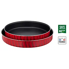 Tefal Les Spécialistes, 2-Piece Set, Kebbe Dishes, 30/34 cm, Non-Stick Coating, Aluminum, Heat Diffusion, Easy Cleaning, Red Bugatti, Made in France J5716783