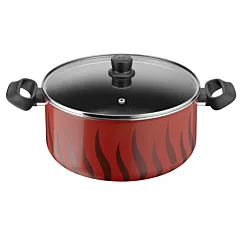 Cooking Pot, Tempo Flame 28 cm Non Stick Casserole With Lid, Red, Aluminium, 2 Years Warranty, C3045385