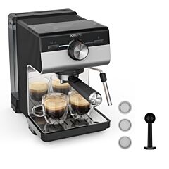 Virtuoso + Pump Espresso Machine, Sleek Compact Design, Auto Flow-Stop, Espresso and Cappuccino Maker, XP444CM0
