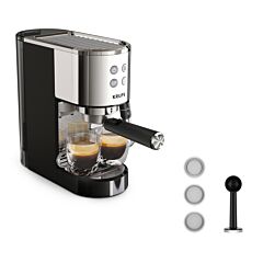 Virtuoso + Pump Espresso Machine, Sleek Compact Design, Auto Flow-Stop, Espresso and Cappuccino Maker, XP444CM0