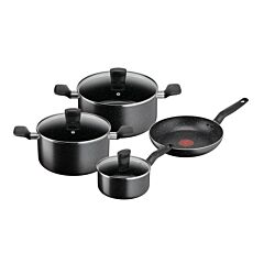 Dark Stone 7 pc set Non-stick Cookware, Safe coating, Heat indicator, Glass lid, B491S785
